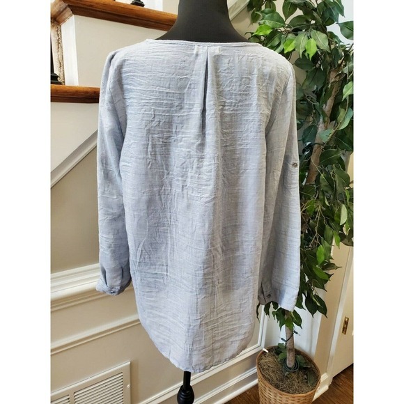 Just Living Women's Solid Gray Polyester Henley Neck Long Sleeve Casual Shirt S - Picture 10 of 12